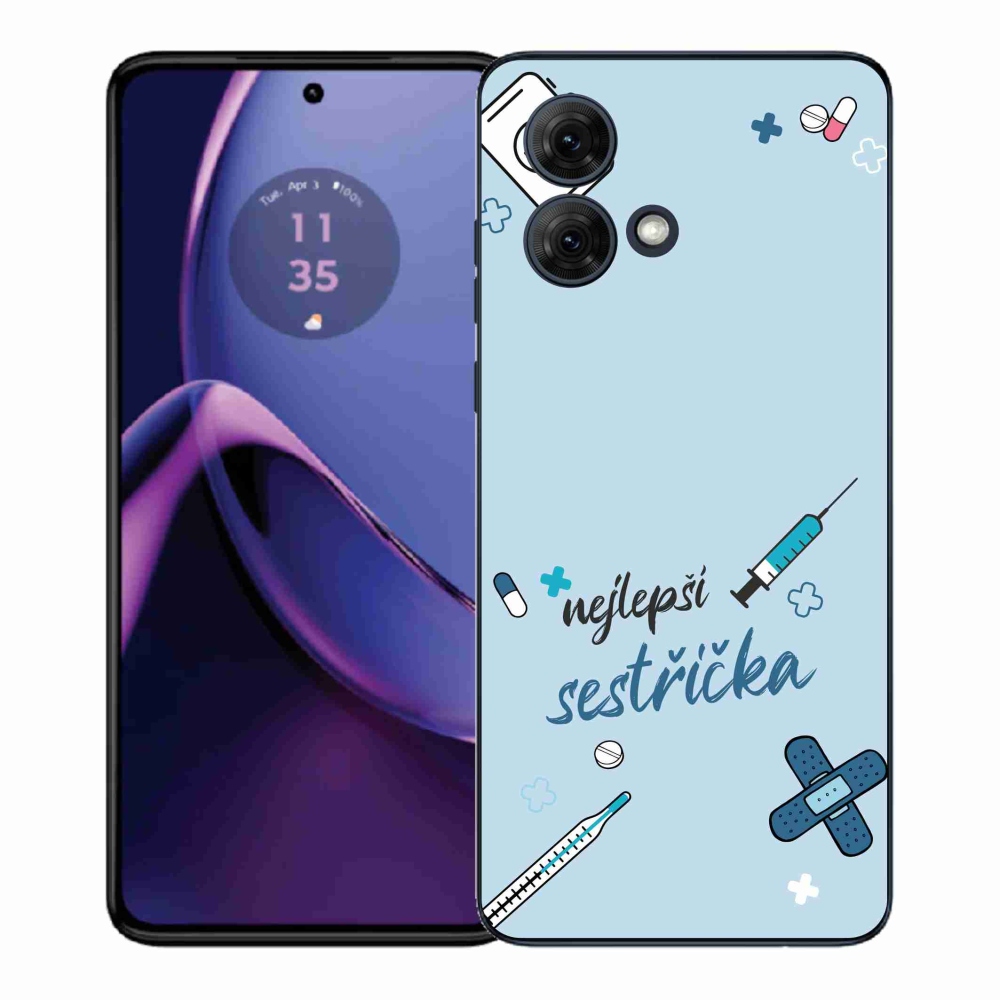 Gelový kryt mmCase na Motorola Moto G84 5G - nejlepší sestřička modré pozadí