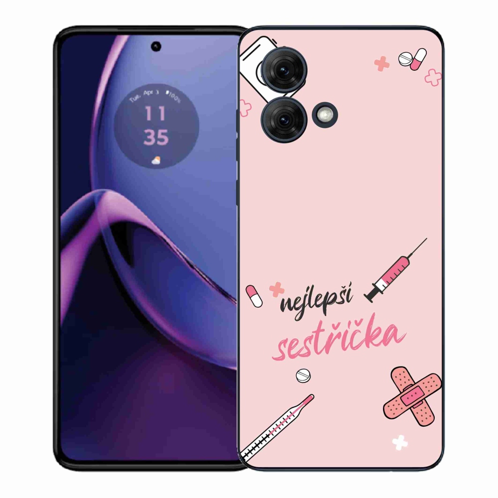 Gelový kryt mmCase na Motorola Moto G84 5G - nejlepší sestřička růžové pozadí