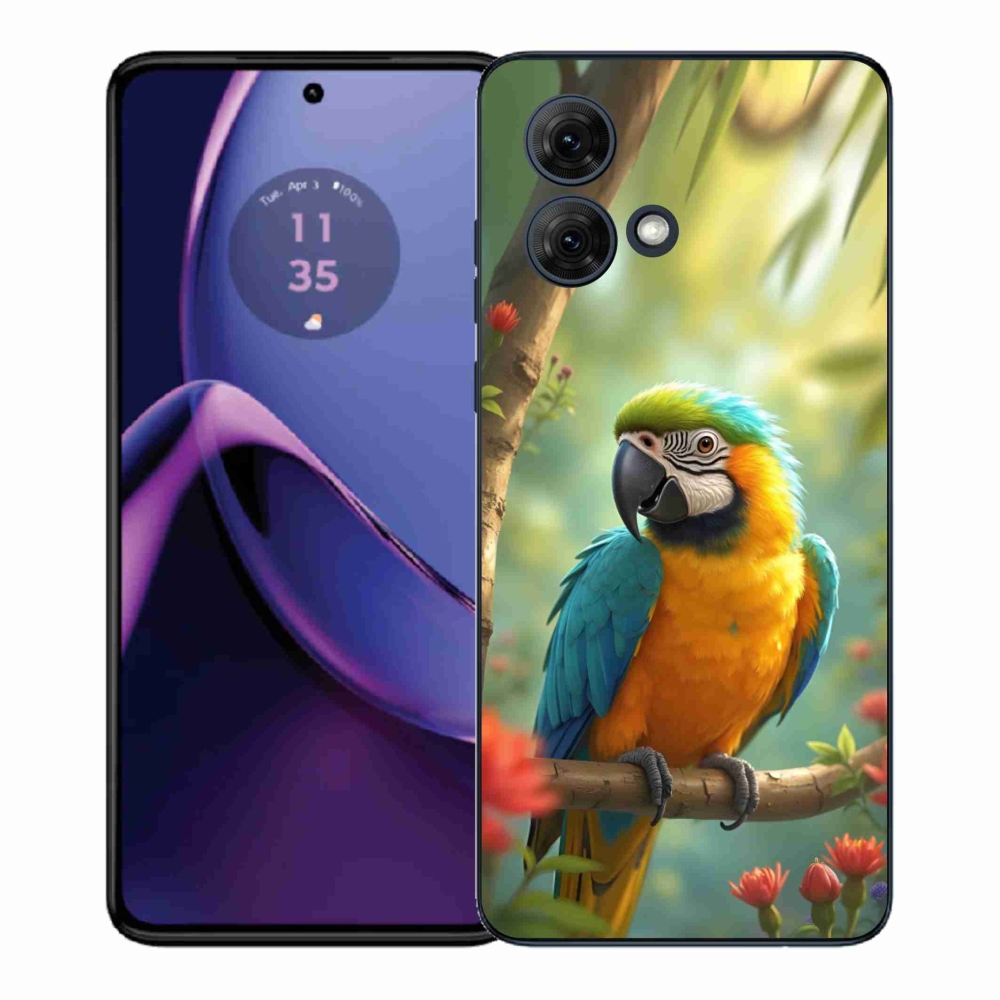 Gelový kryt mmCase na Motorola Moto G84 5G - papoušek ara modrožlutá