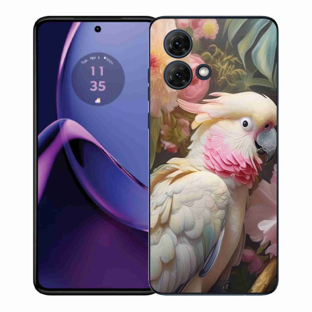 Gelový kryt mmCase na Motorola Moto G84 5G - papoušek kakadu růžový 2