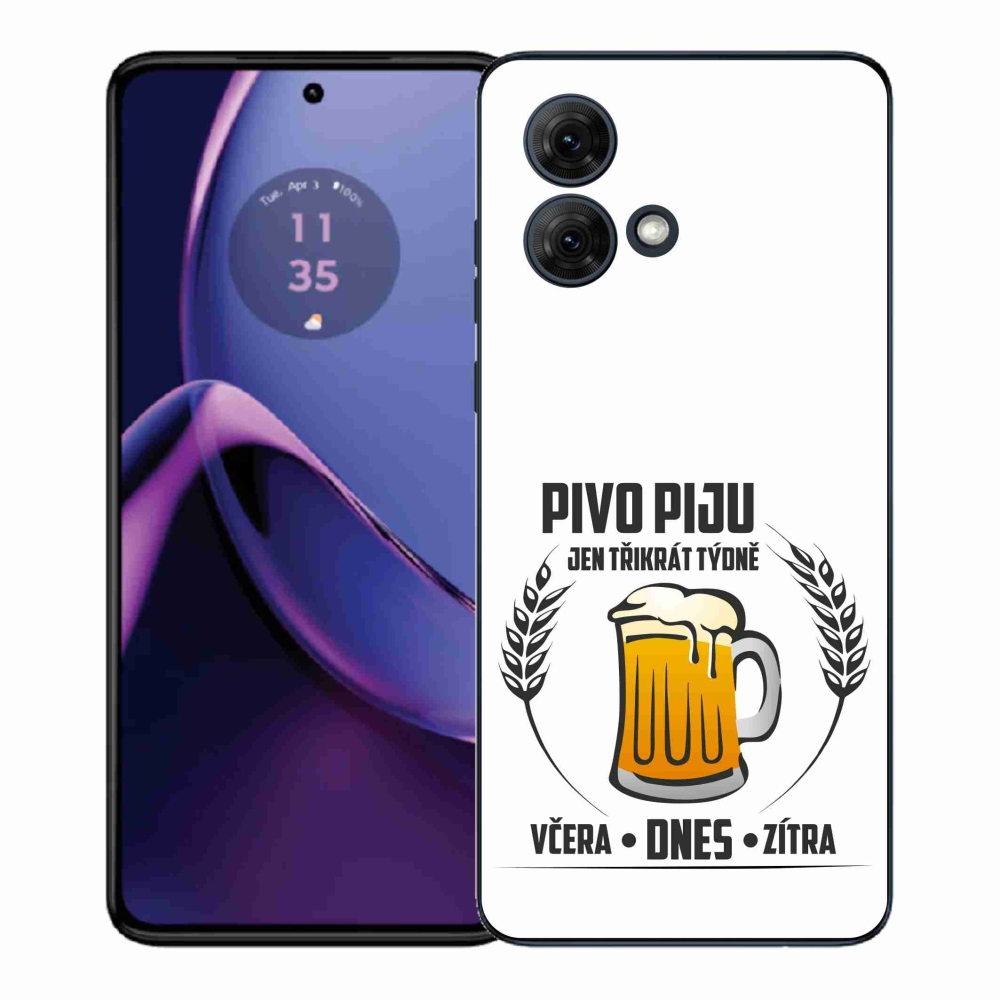 Gelový kryt mmCase na Motorola Moto G84 5G - pivní motiv bílé pozadí