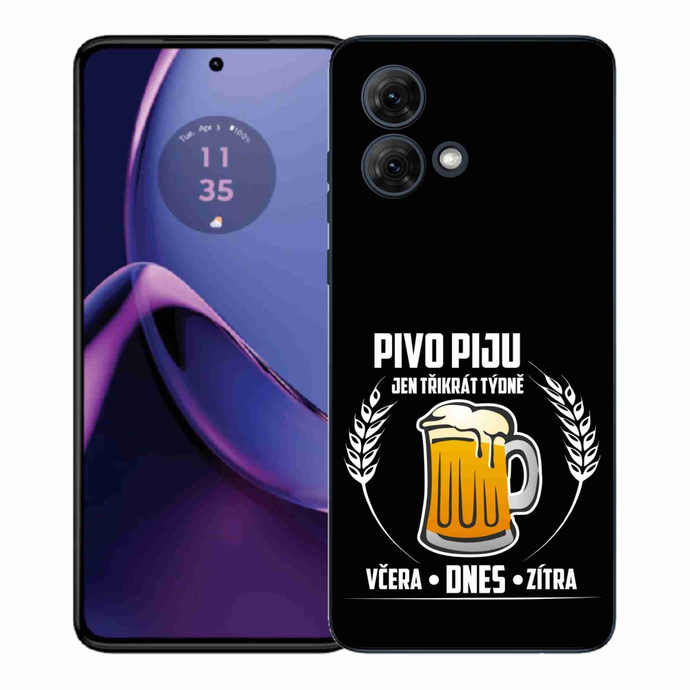 Gelový kryt mmCase na Motorola Moto G84 5G - pivní motiv černé pozadí