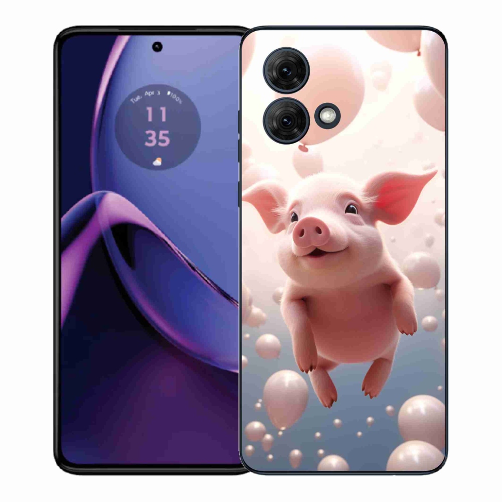 Gelový kryt mmCase na Motorola Moto G84 5G - prasátko s balónky