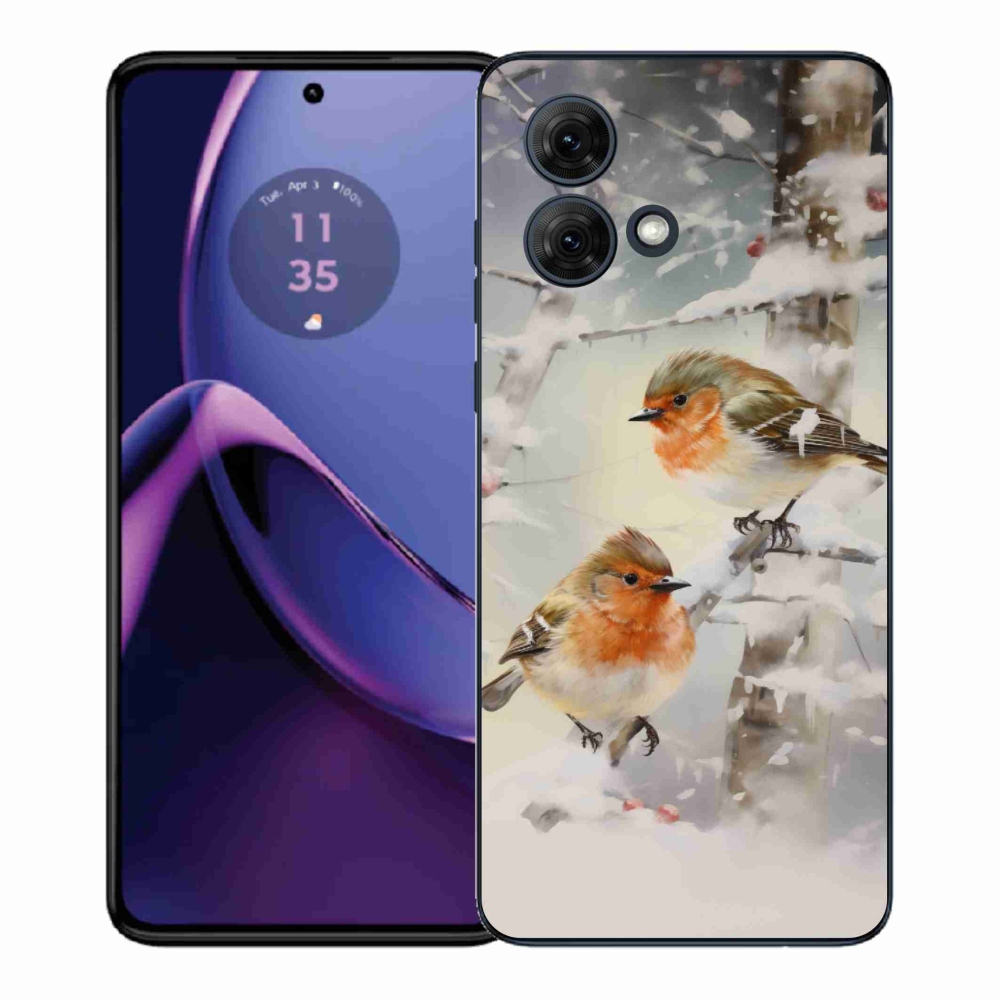 Gelový kryt mmCase na Motorola Moto G84 5G - ptáčci v zimě