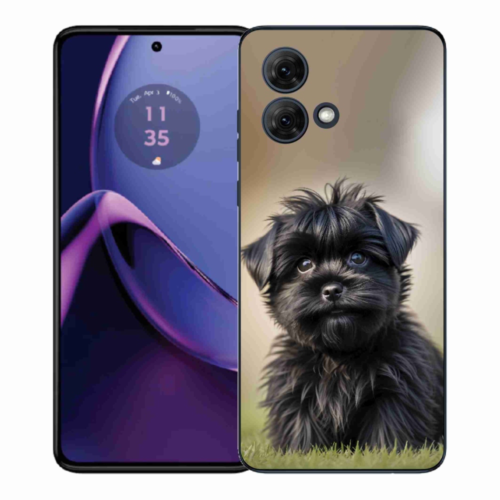 Gelový kryt mmCase na Motorola Moto G84 5G - roztomilý černý pejsek