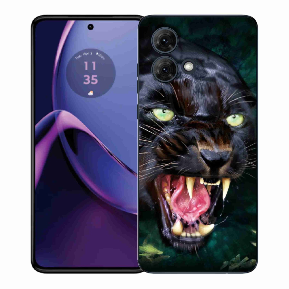 Gelový kryt mmCase na Motorola Moto G84 5G - rozzuřený černý panter