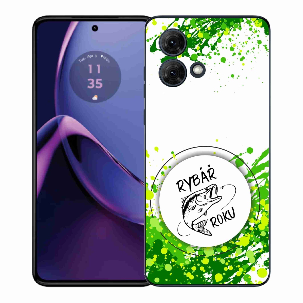 Gelový kryt mmCase na Motorola Moto G84 5G - rybář roku bílé pozadí