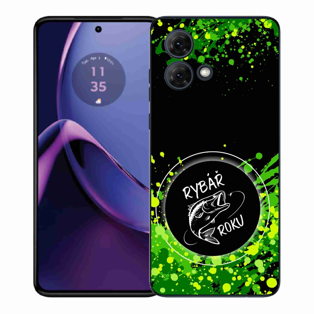 Gelový kryt mmCase na Motorola Moto G84 5G - rybář roku černé pozadí