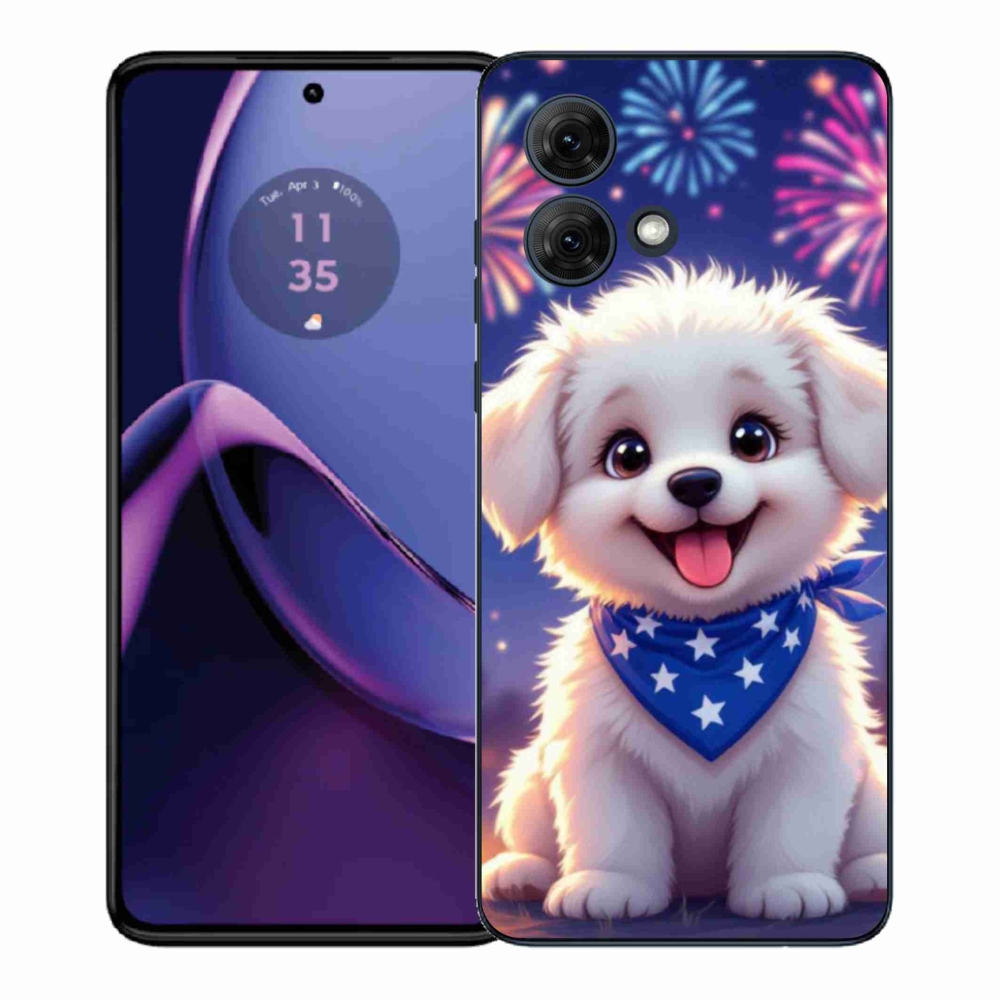 Gelový kryt mmCase na Motorola Moto G84 5G - slavnostní štěně
