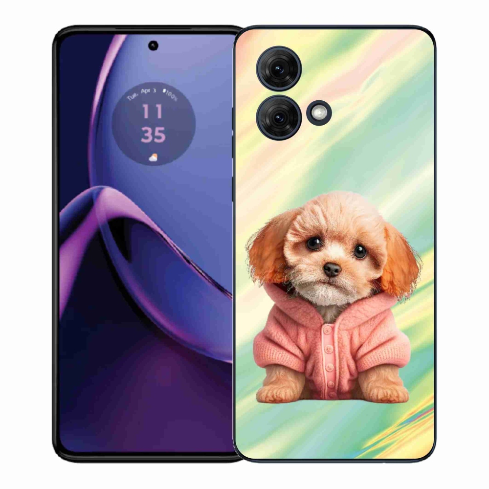 Gelový kryt mmCase na Motorola Moto G84 5G - štěně ve svetru