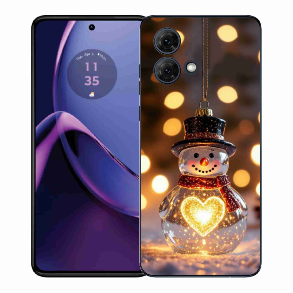 Gelový kryt mmCase na Motorola Moto G84 5G - svítící vánoční sněhulák