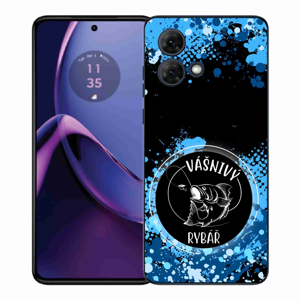 Gelový kryt mmCase na Motorola Moto G84 5G - vášnivý rybář černé pozadí