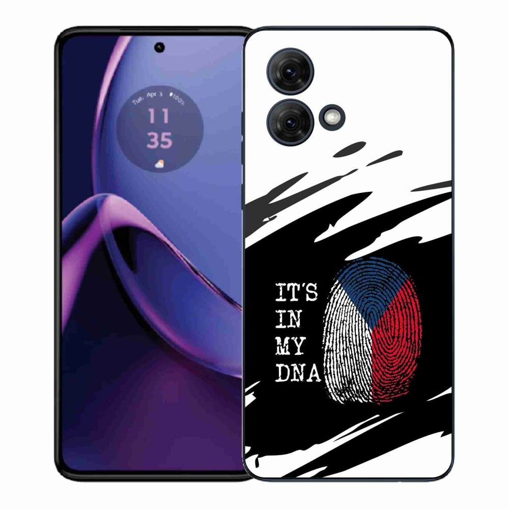 Gelový kryt mmCase na Motorola Moto G84 5G - vlajka otisk prstu černobílé pozadí