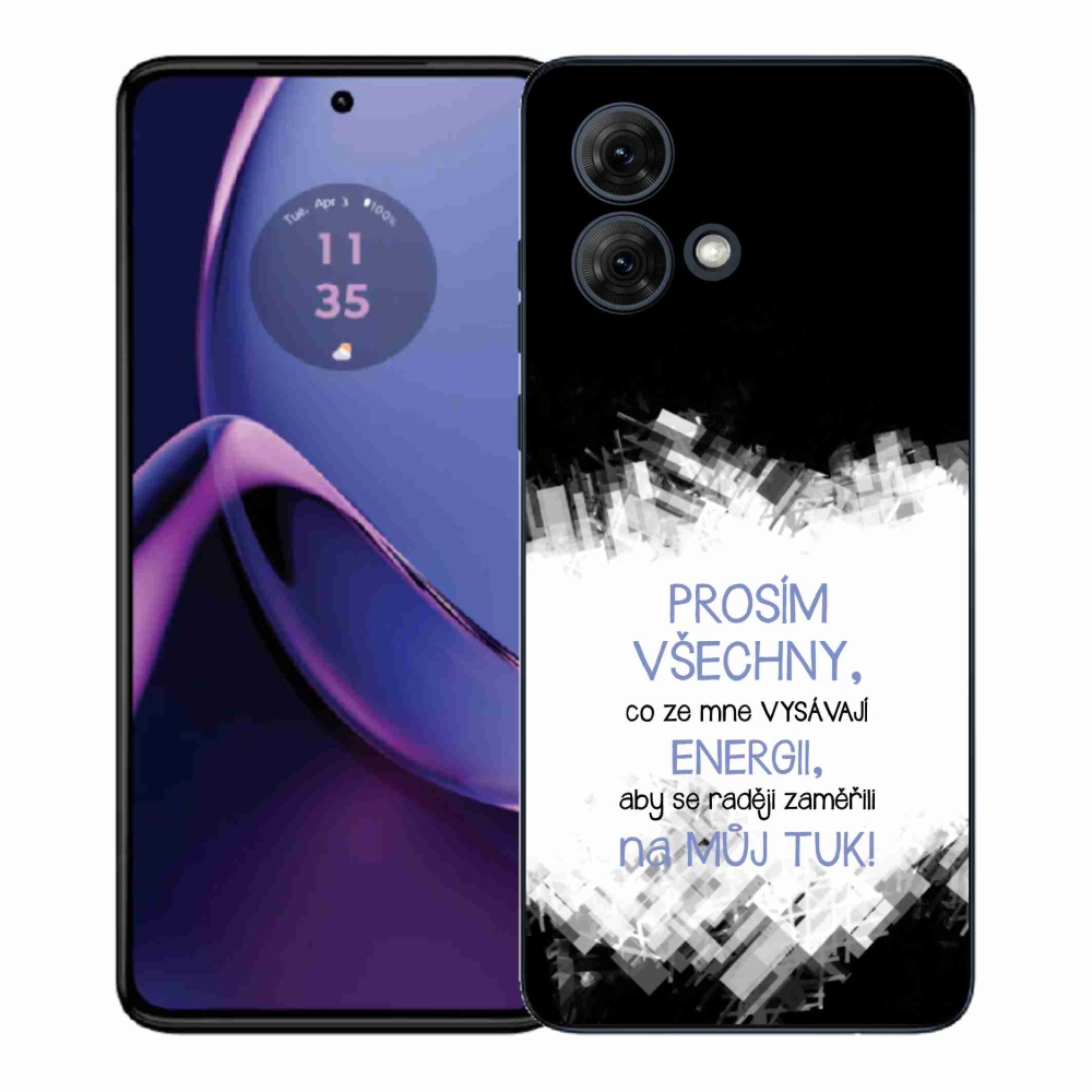 Gelový kryt mmCase na Motorola Moto G84 5G - vtipný text 1 modrý