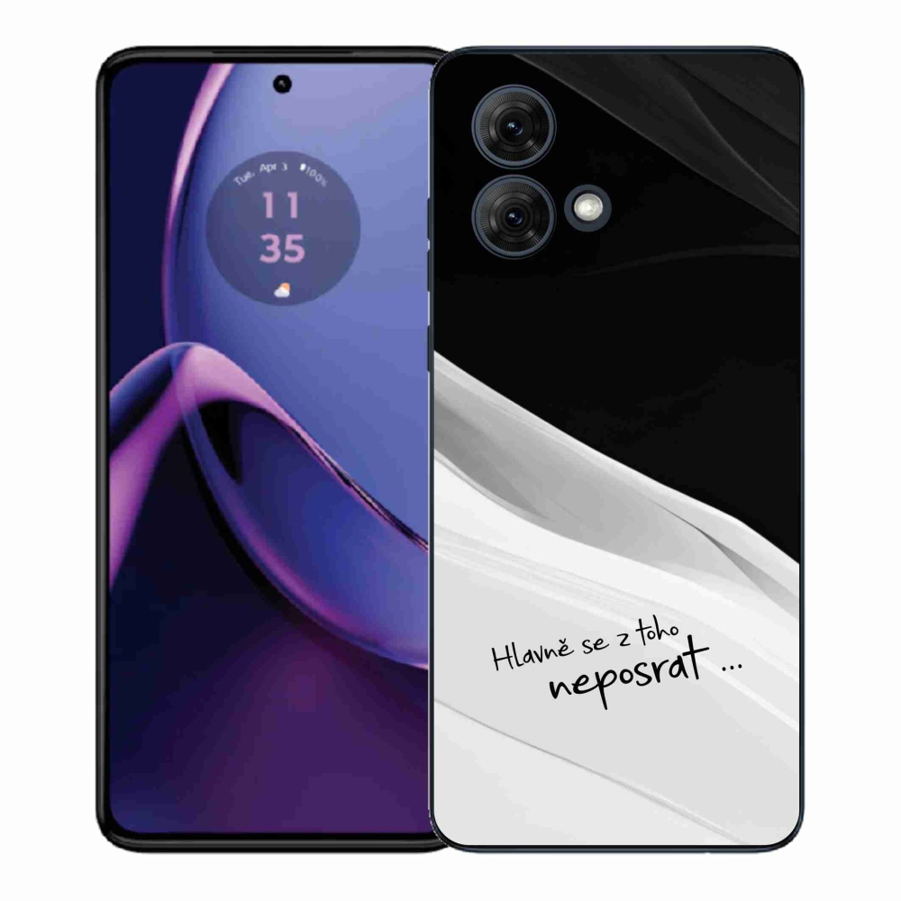 Gelový kryt mmCase na Motorola Moto G84 5G - vtipný text 13 bíločerné pozadí