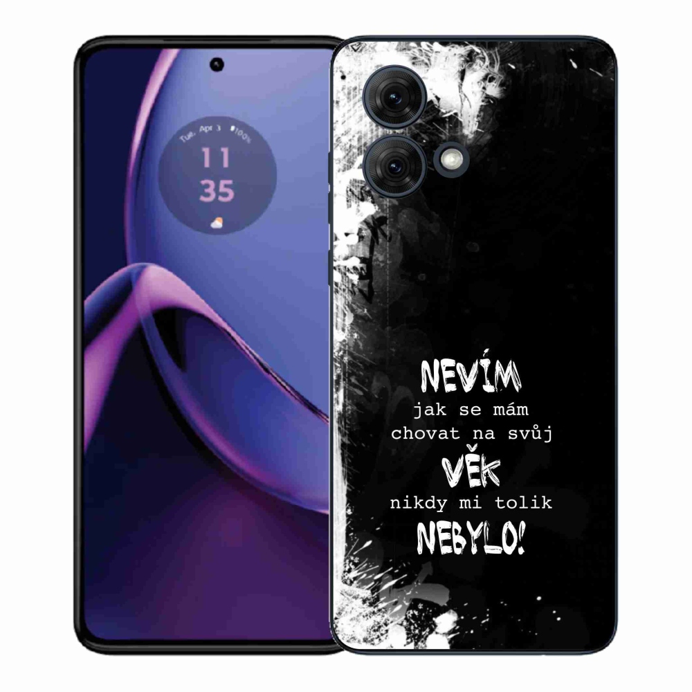 Gelový kryt mmCase na Motorola Moto G84 5G - vtipný text 14 černé pozadí