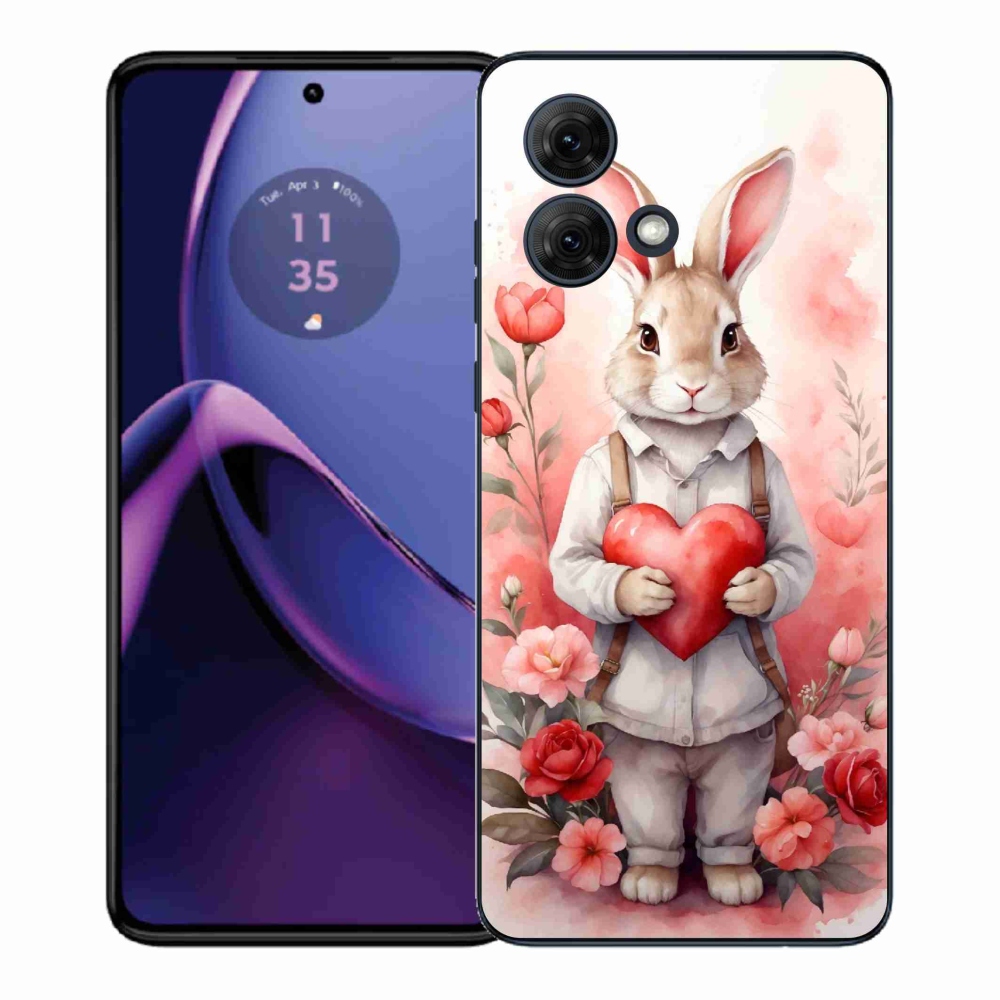 Gelový kryt mmCase na Motorola Moto G84 5G - zajíc se srdíčkem