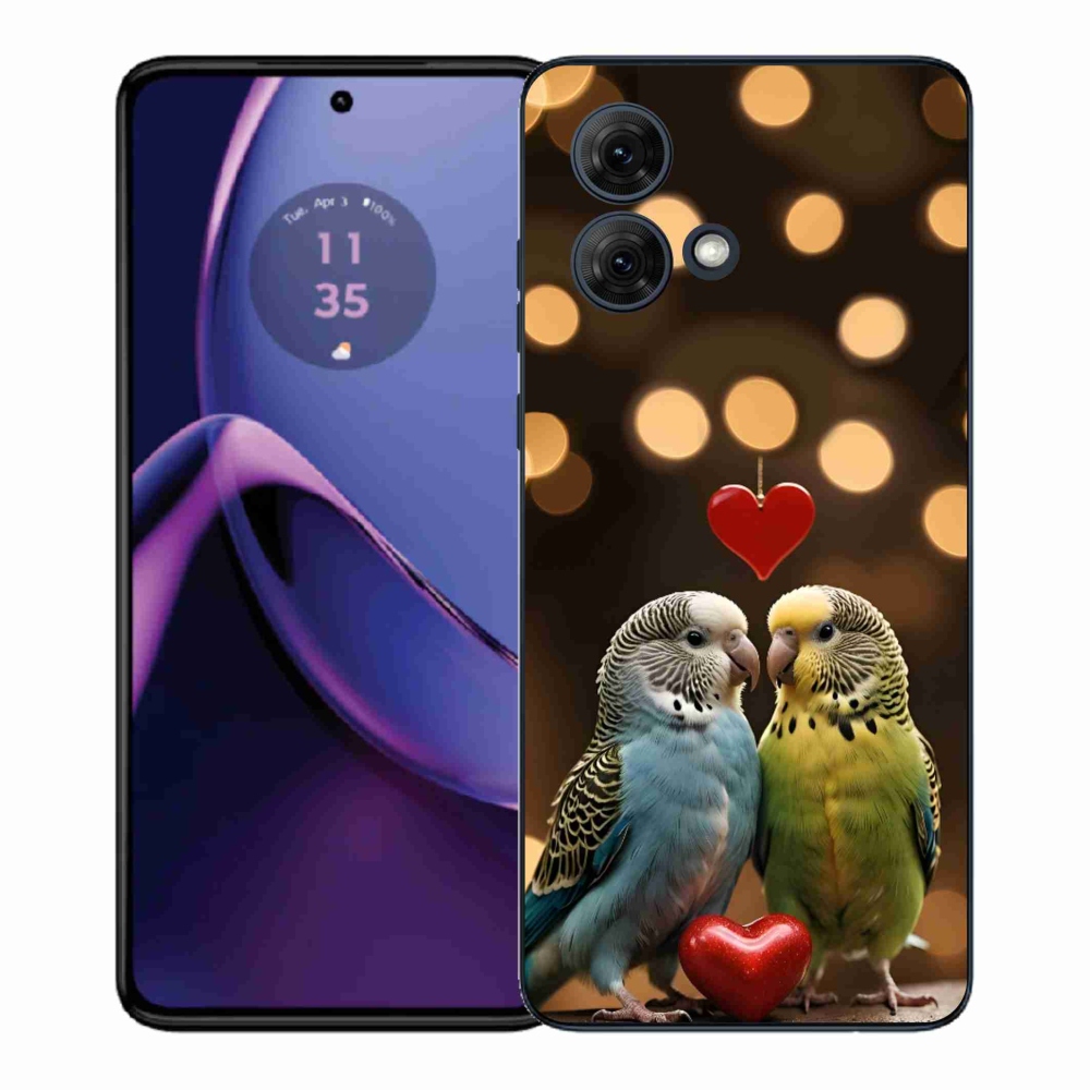 Gelový kryt mmCase na Motorola Moto G84 5G - zamilovaní papoušci