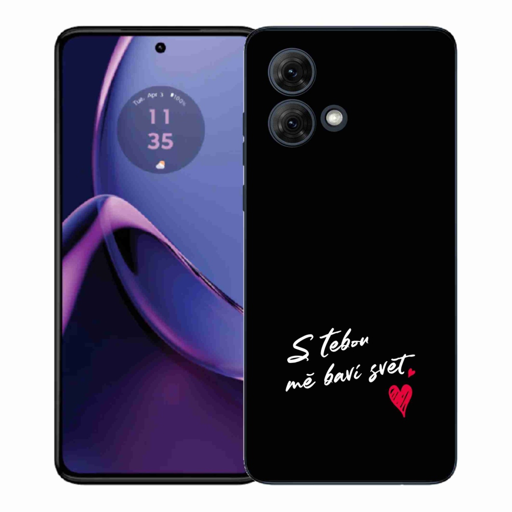 Gelový kryt mmCase na Motorola Moto G84 5G - zamilovaný text 1 černé pozadí