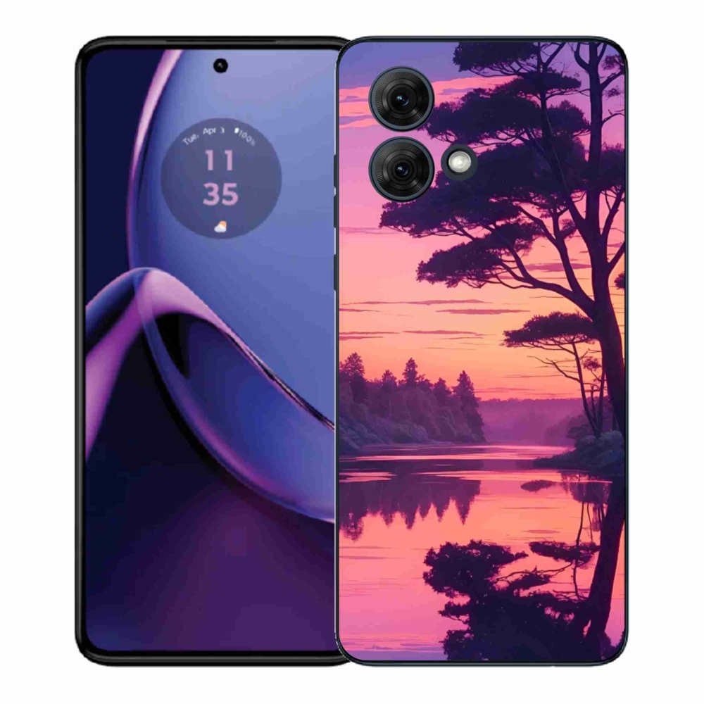 Gelový kryt mmCase na Motorola Moto G84 5G - západ slunce nad jezerem