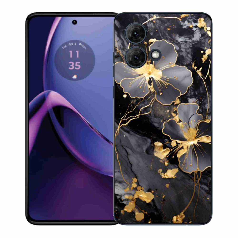 Gelový kryt mmCase na Motorola Moto G84 5G - zlaté květy