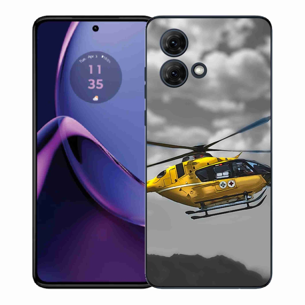 Gelový kryt mmCase na Motorola Moto G84 5G - žlutá helikoptéra