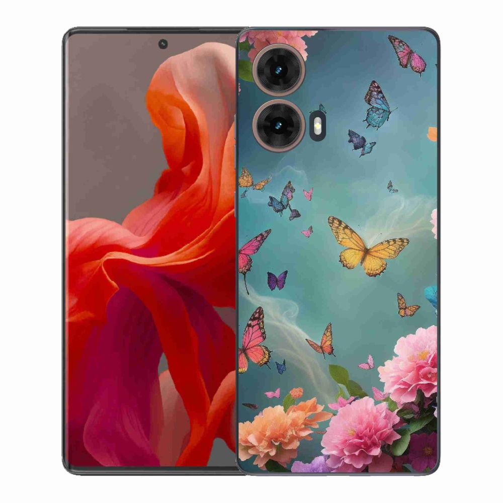 Gelový kryt mmCase na Motorola Moto G85 5G - barevné květy a motýli