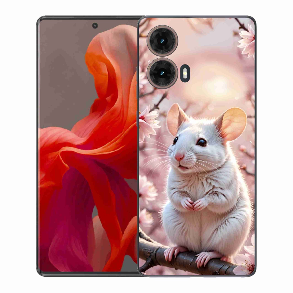 Gelový kryt mmCase na Motorola Moto G85 5G - bílá myš na větvi