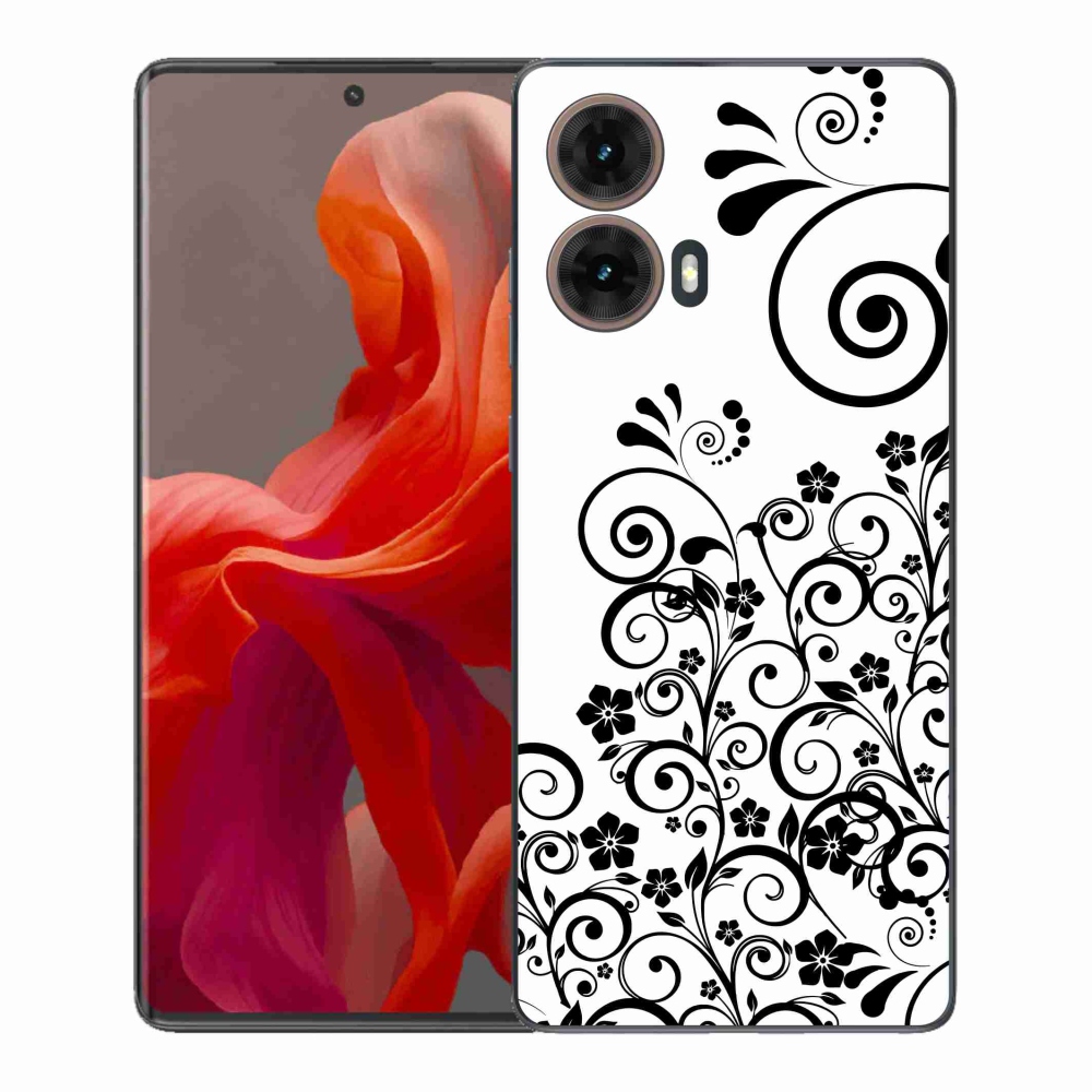 Gelový kryt mmCase na Motorola Moto G85 5G - černobílé květinové vzory