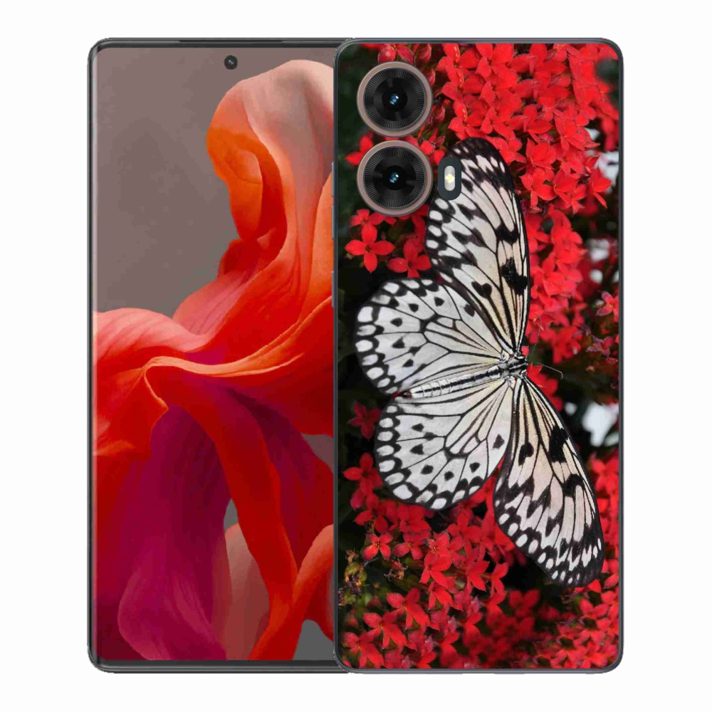 Gelový kryt mmCase na Motorola Moto G85 5G - černobílý motýl 1