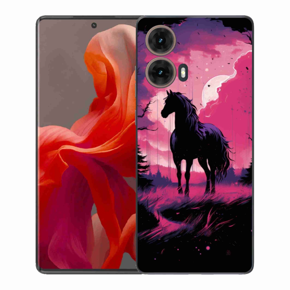 Gelový kryt mmCase na Motorola Moto G85 5G - černý kreslený kůň 1