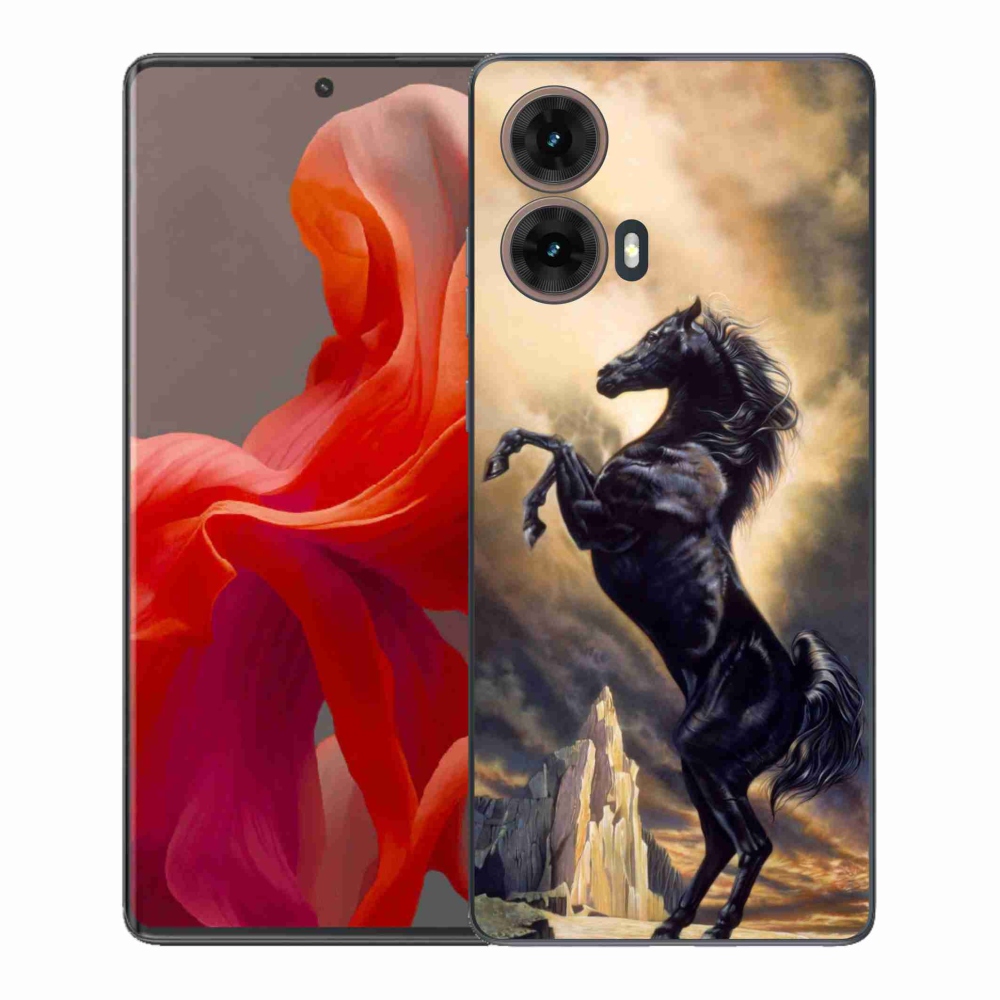 Gelový kryt mmCase na Motorola Moto G85 5G - černý kreslený kůň