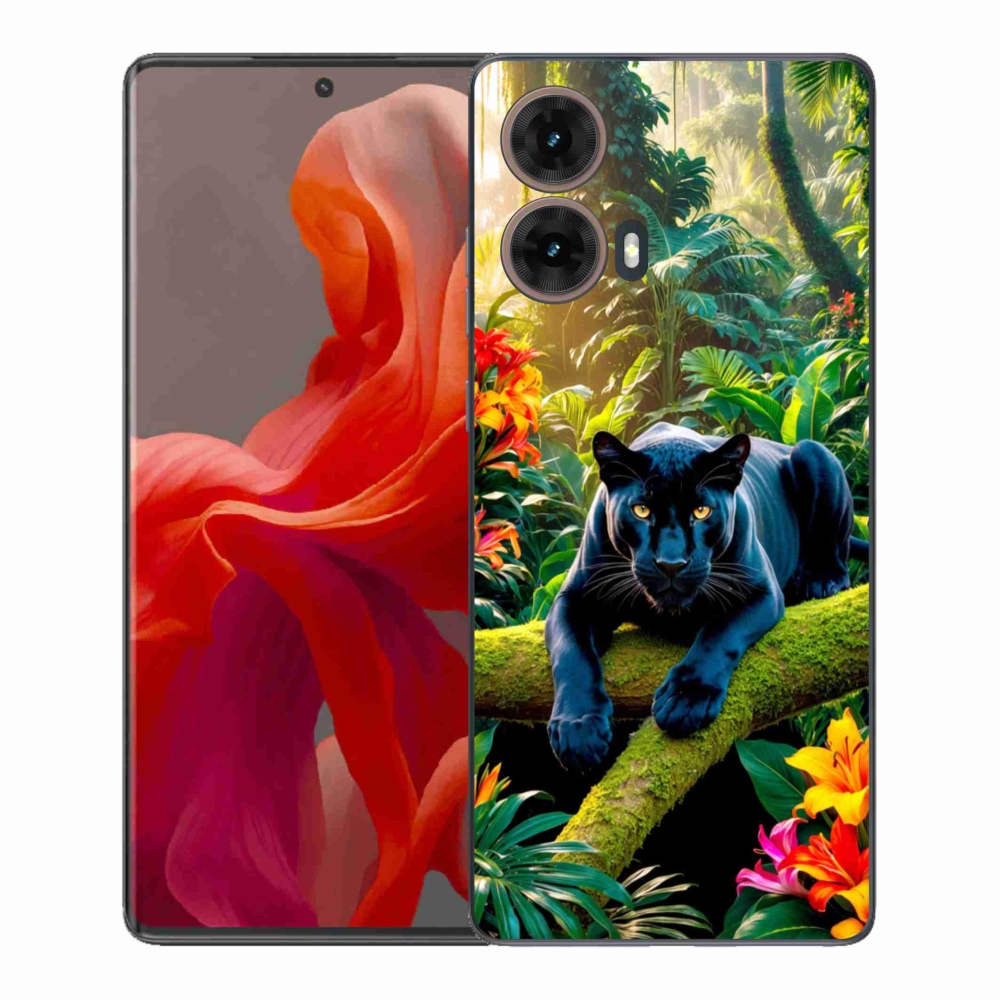 Gelový kryt mmCase na Motorola Moto G85 5G - černý panter v džungli