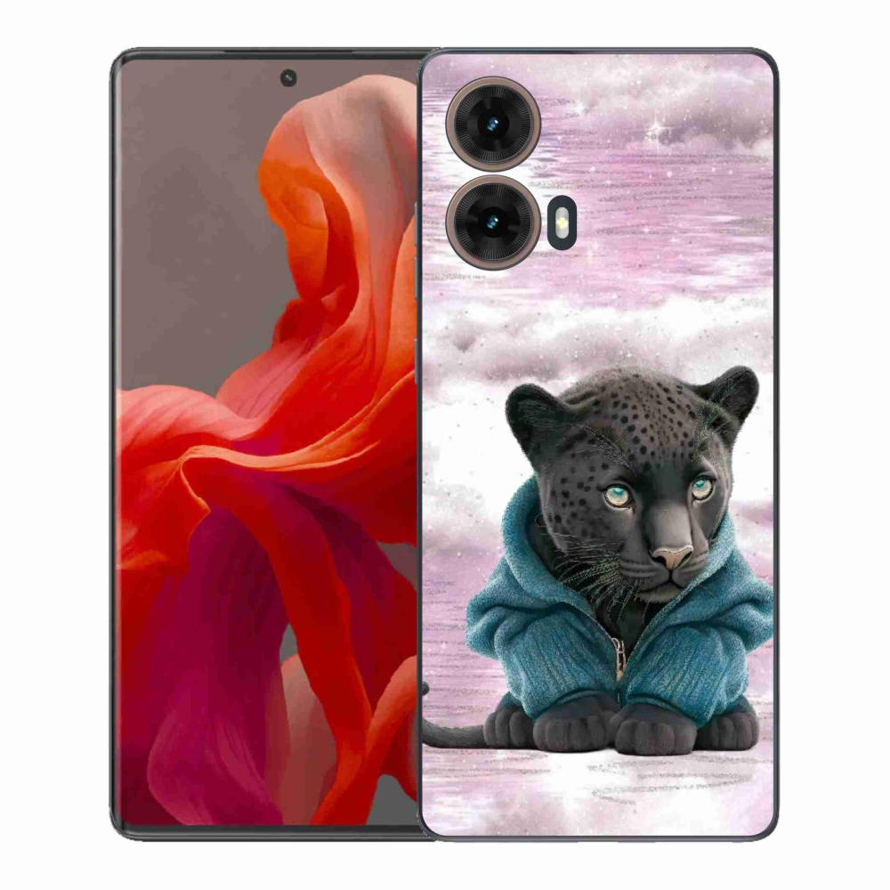 Gelový kryt mmCase na Motorola Moto G85 5G - černý panter ve svetru
