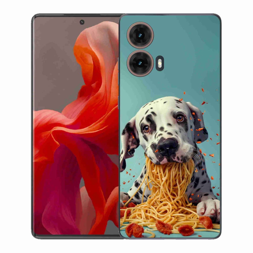 Gelový kryt mmCase na Motorola Moto G85 5G - dalmatin a špagety