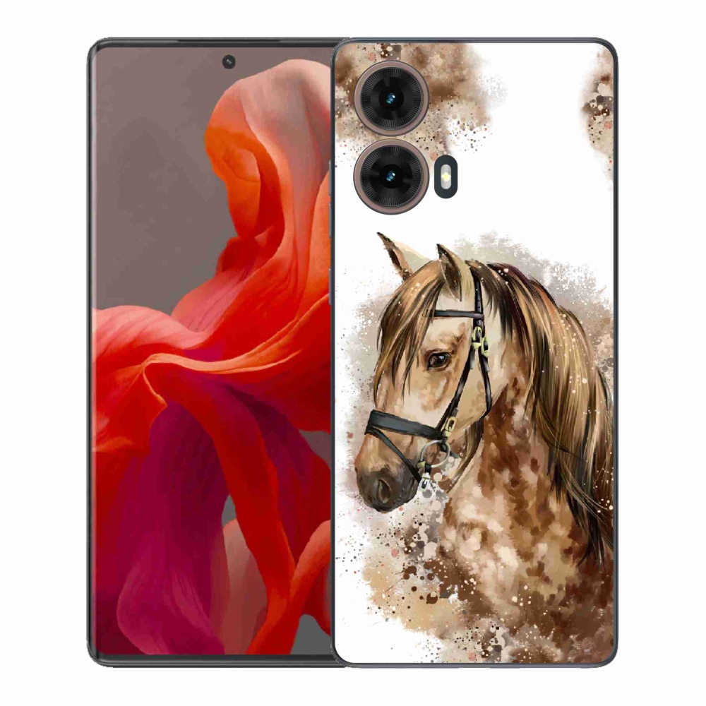 Gelový kryt mmCase na Motorola Moto G85 5G - hnědý kreslený kůň