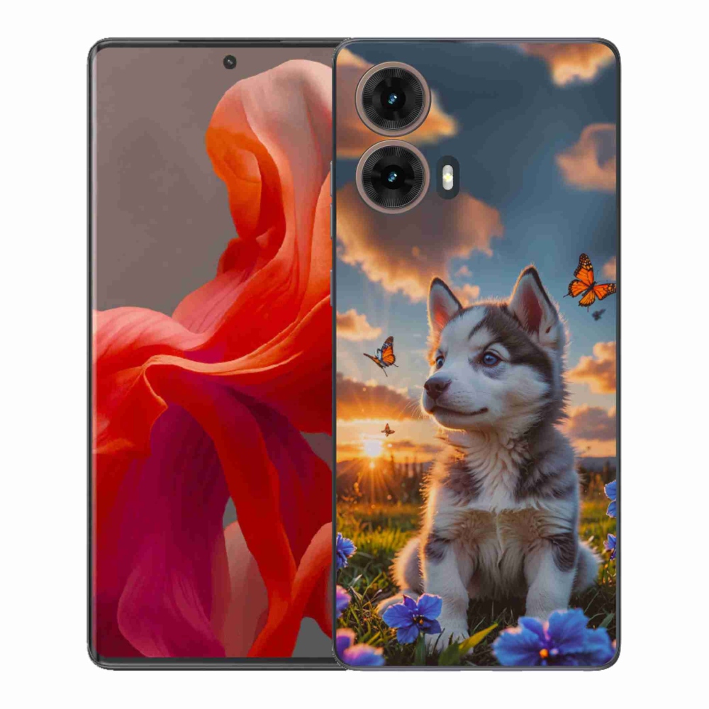 Gelový kryt mmCase na Motorola Moto G85 5G - husky při západu slunce