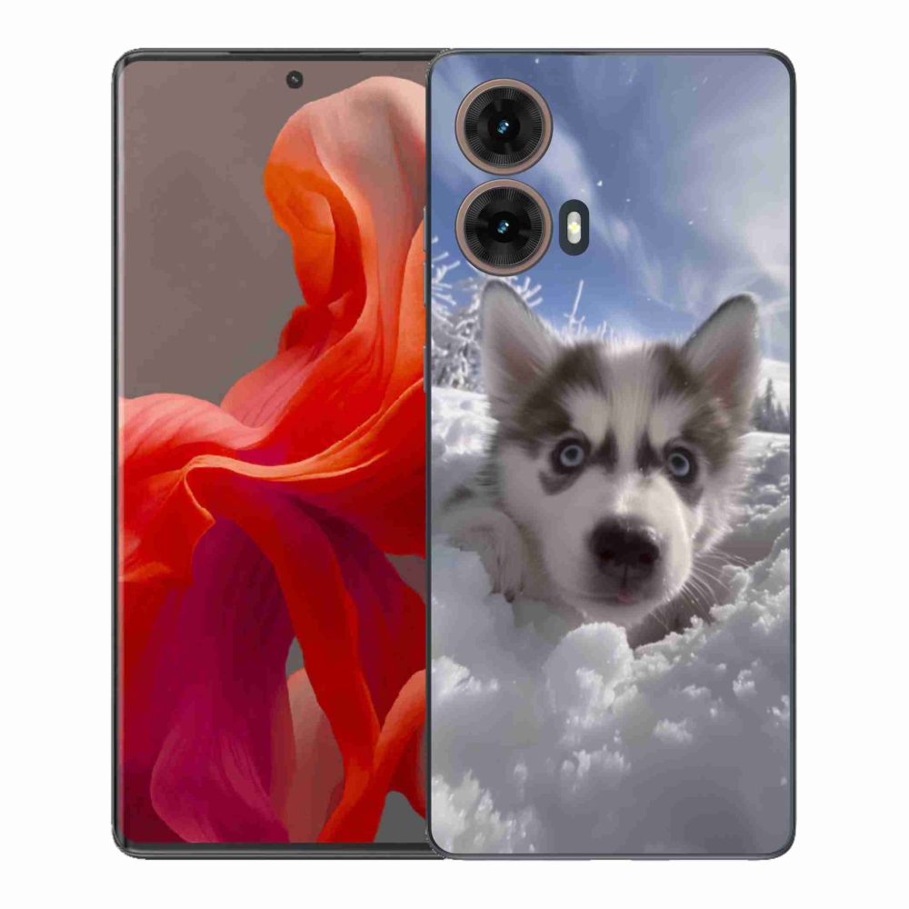 Gelový kryt mmCase na Motorola Moto G85 5G - husky ve sněhu