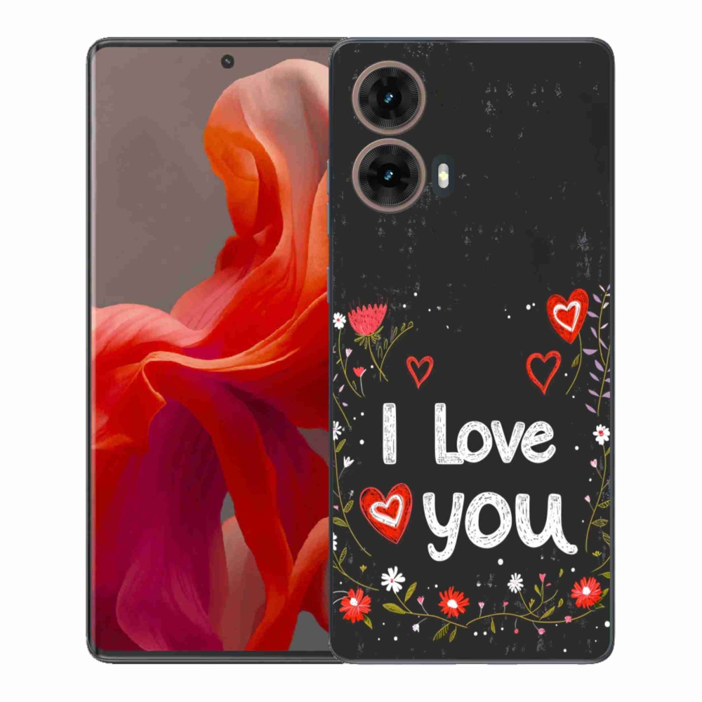 Gelový kryt mmCase na Motorola Moto G85 5G - I love you černé pozadí