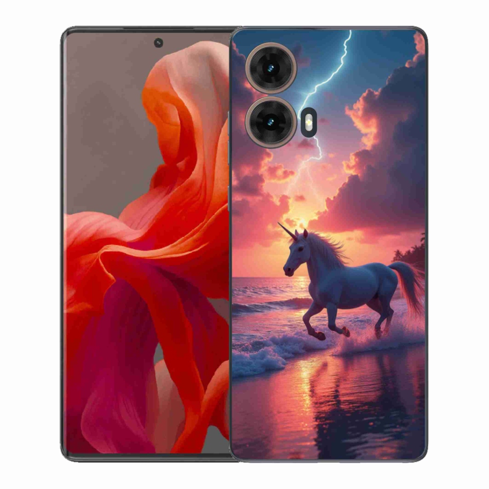 Gelový kryt mmCase na Motorola Moto G85 5G - jednorožec na pláži