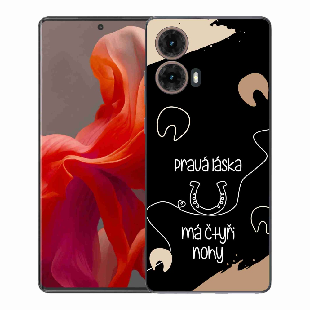 Gelový kryt mmCase na Motorola Moto G85 5G - koňský motiv černé pozadí