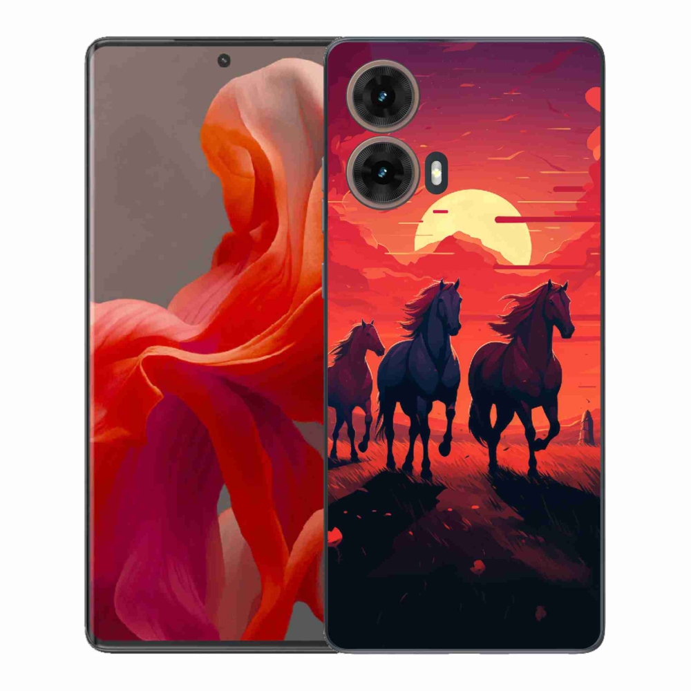 Gelový kryt mmCase na Motorola Moto G85 5G - koně a západ slunce