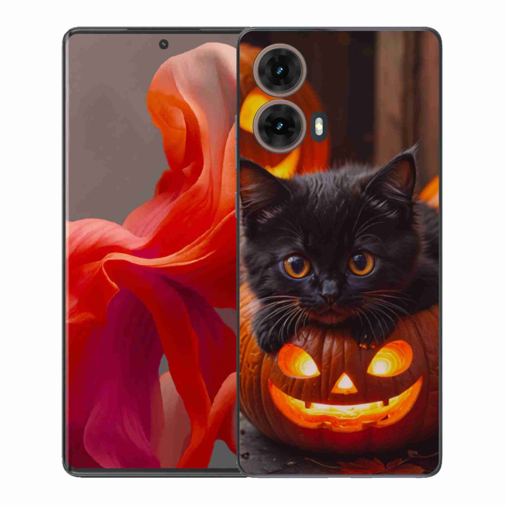 Gelový kryt mmCase na Motorola Moto G85 5G - kotě a dýně