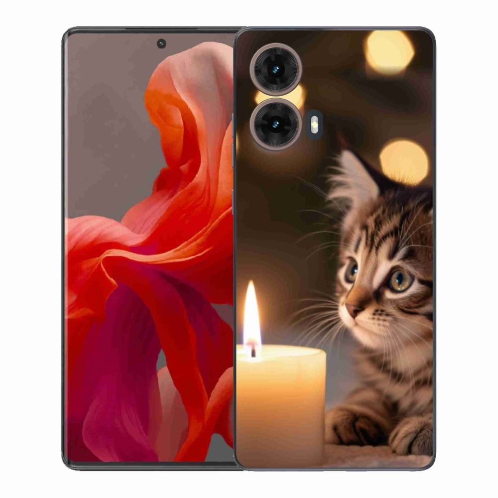 Gelový kryt mmCase na Motorola Moto G85 5G - kotě a svíčka