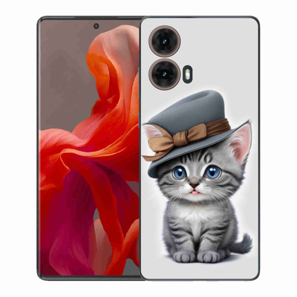 Gelový kryt mmCase na Motorola Moto G85 5G - kotě s kloboukem