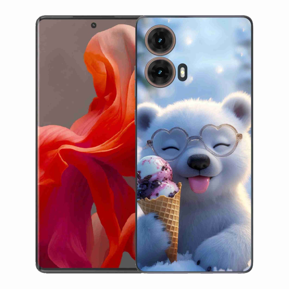 Gelový kryt mmCase na Motorola Moto G85 5G - medvídek se zmrzlinou