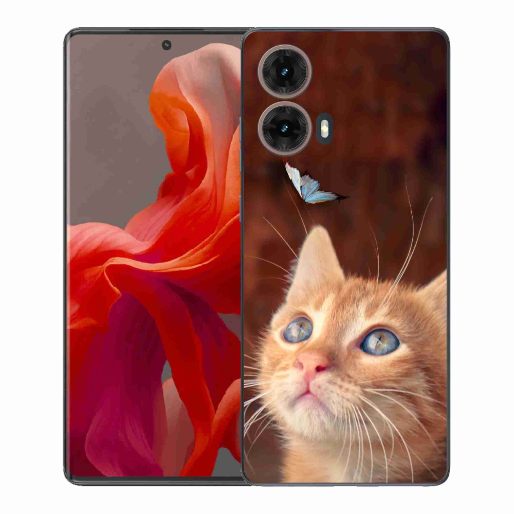 Gelový kryt mmCase na Motorola Moto G85 5G - motýl a kotě