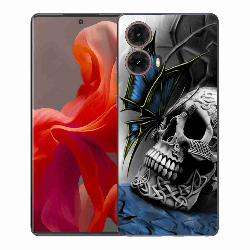 Gelový kryt mmCase na Motorola Moto G85 5G - motýl a lebka