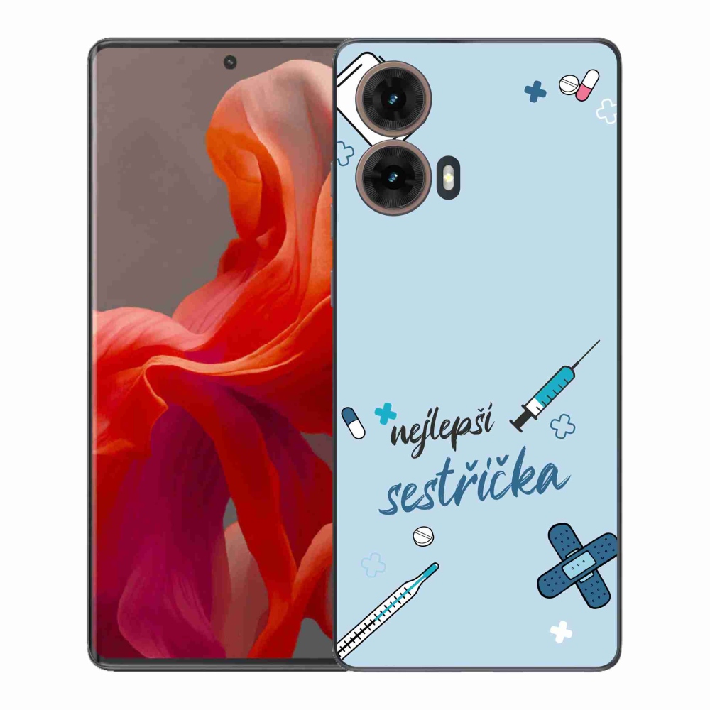 Gelový kryt mmCase na Motorola Moto G85 5G - nejlepší sestřička modré pozadí