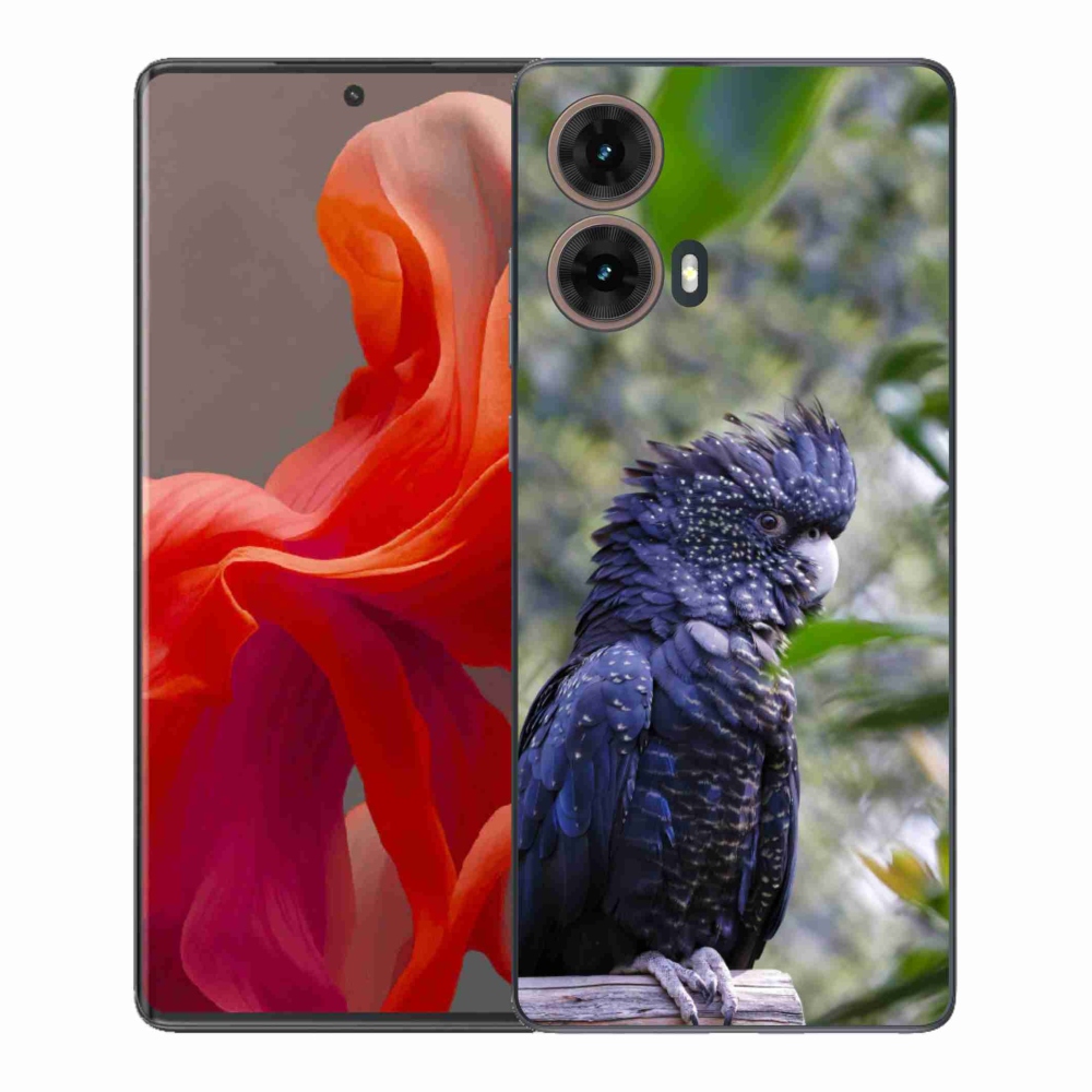 Gelový kryt mmCase na Motorola Moto G85 5G - papoušek kakadu černý